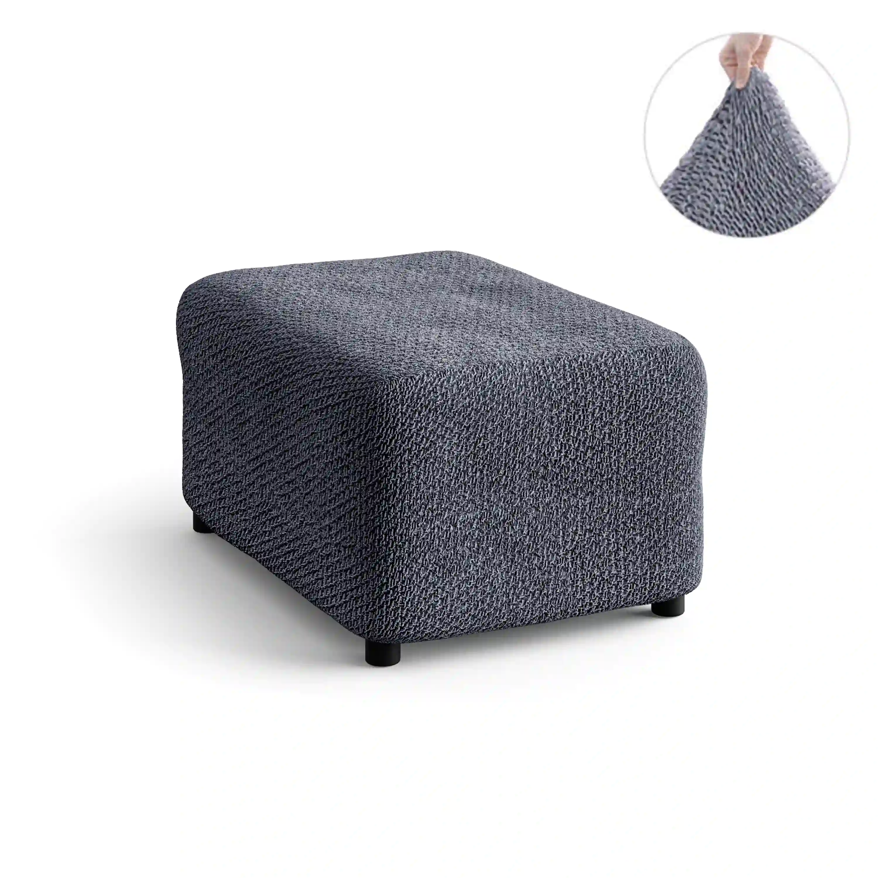 Footstool Cover - Grey, Velvet